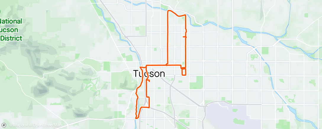 Map of the activity, Road ride around Tucson with Sharon