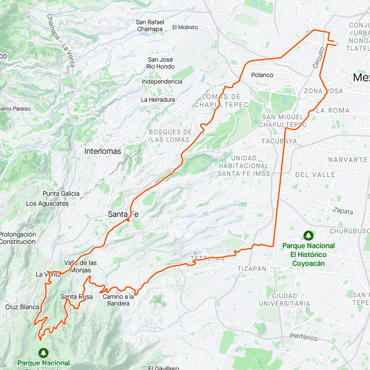 Map of the activity, desierto de la tarde