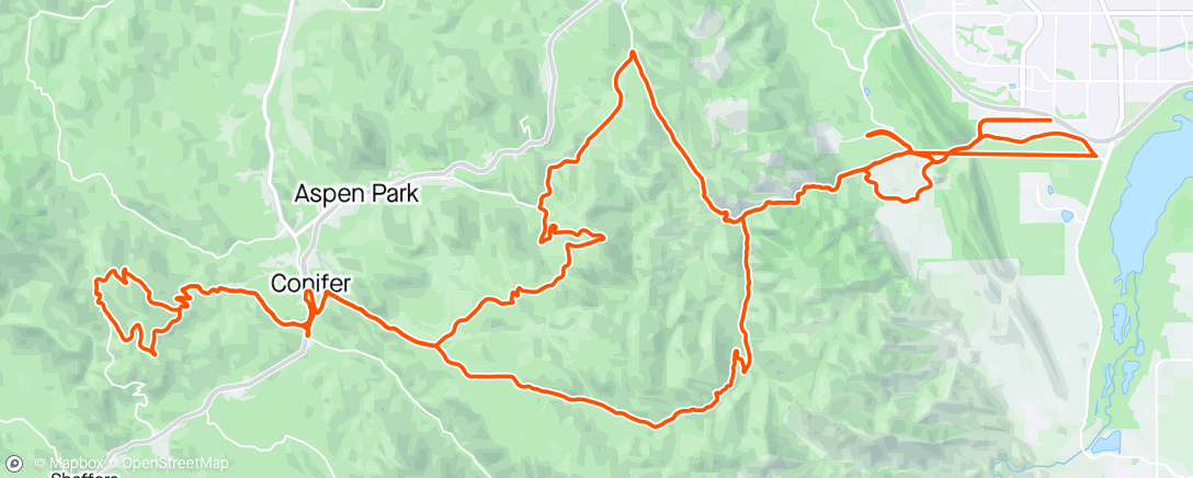 Map of the activity, Deer Creek ➡️ Conifer Mtn Rd ➡️ Ken Caryl boppin