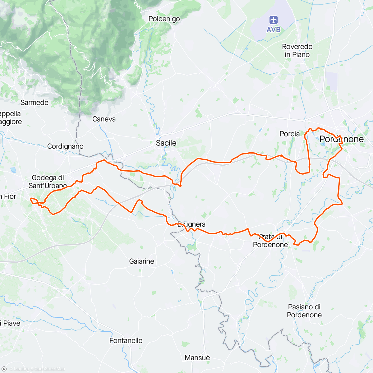 Map of the activity, 🇮🇪 Wunderschöne Tour nach Pordenone 🌞💗...mit Inge, Reiner und Stefan 🚲☕