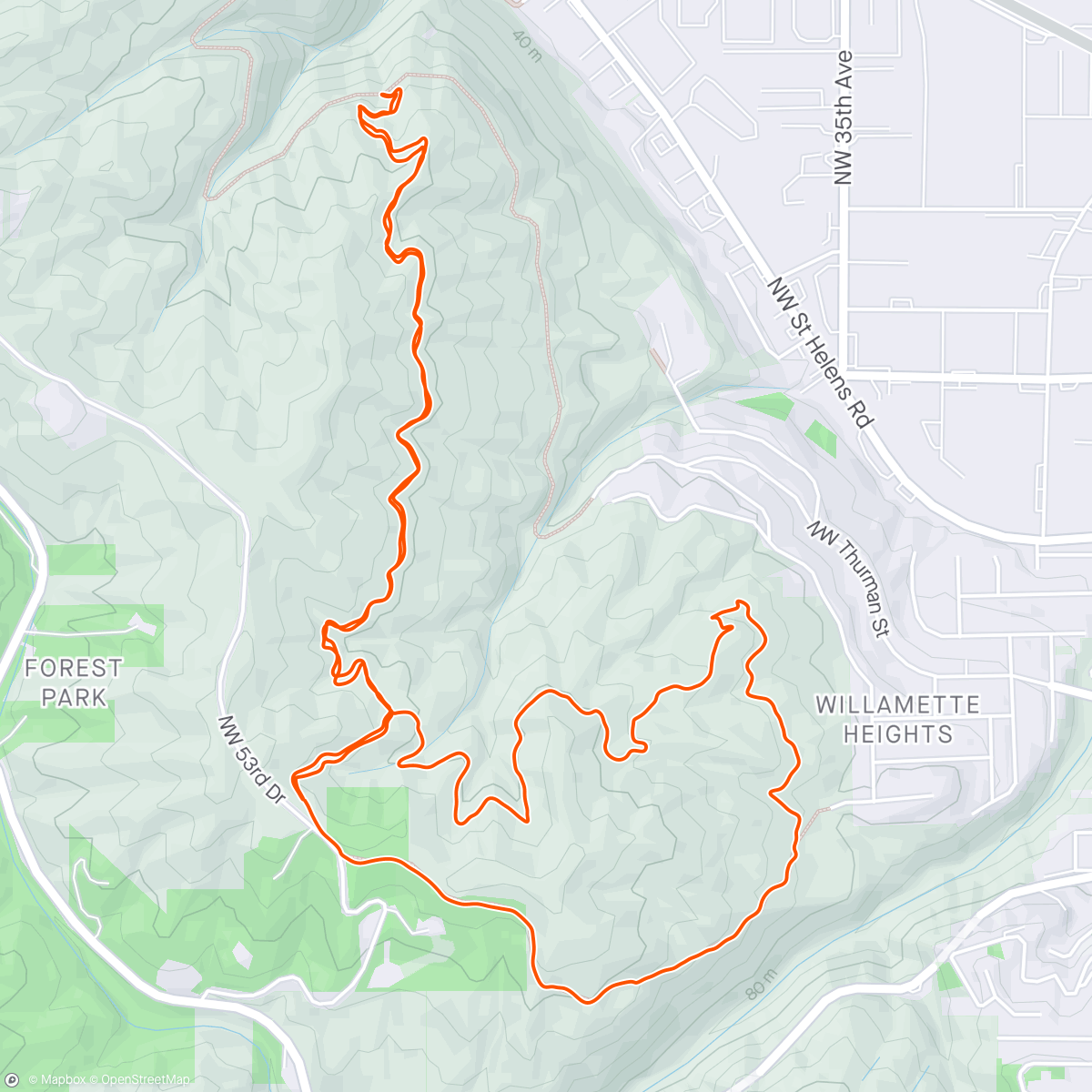 Map of the activity, Course Marking Portland Trail Series w Koda!