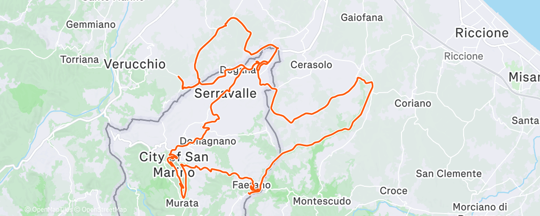 Map of the activity, Pedalata mattutina