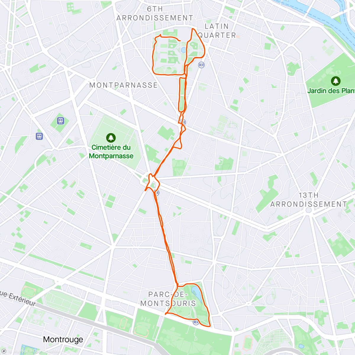 Map of the activity, Jardin du Luxembourg - Parc Montsouris