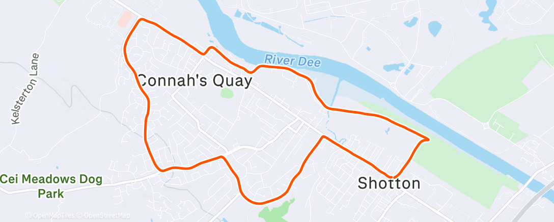 Map of the activity, Evening Run with Bev