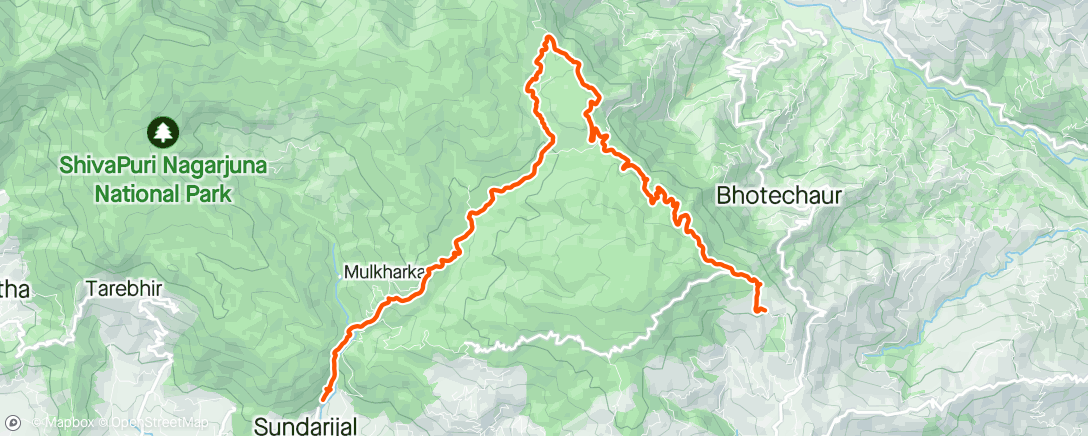 Mapa de la actividad, Shivapuri Nagarun National Park
