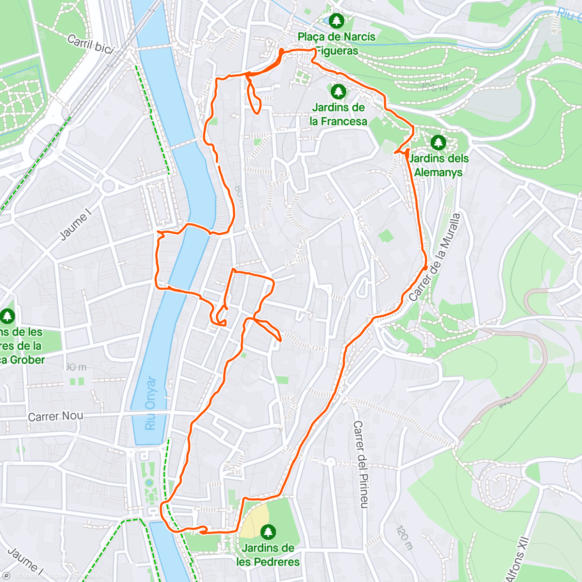 Map of the activity, Explore 👟 Girona one last time