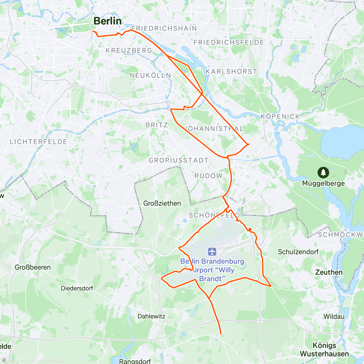 Map of the activity, Trek Ride Eis in South