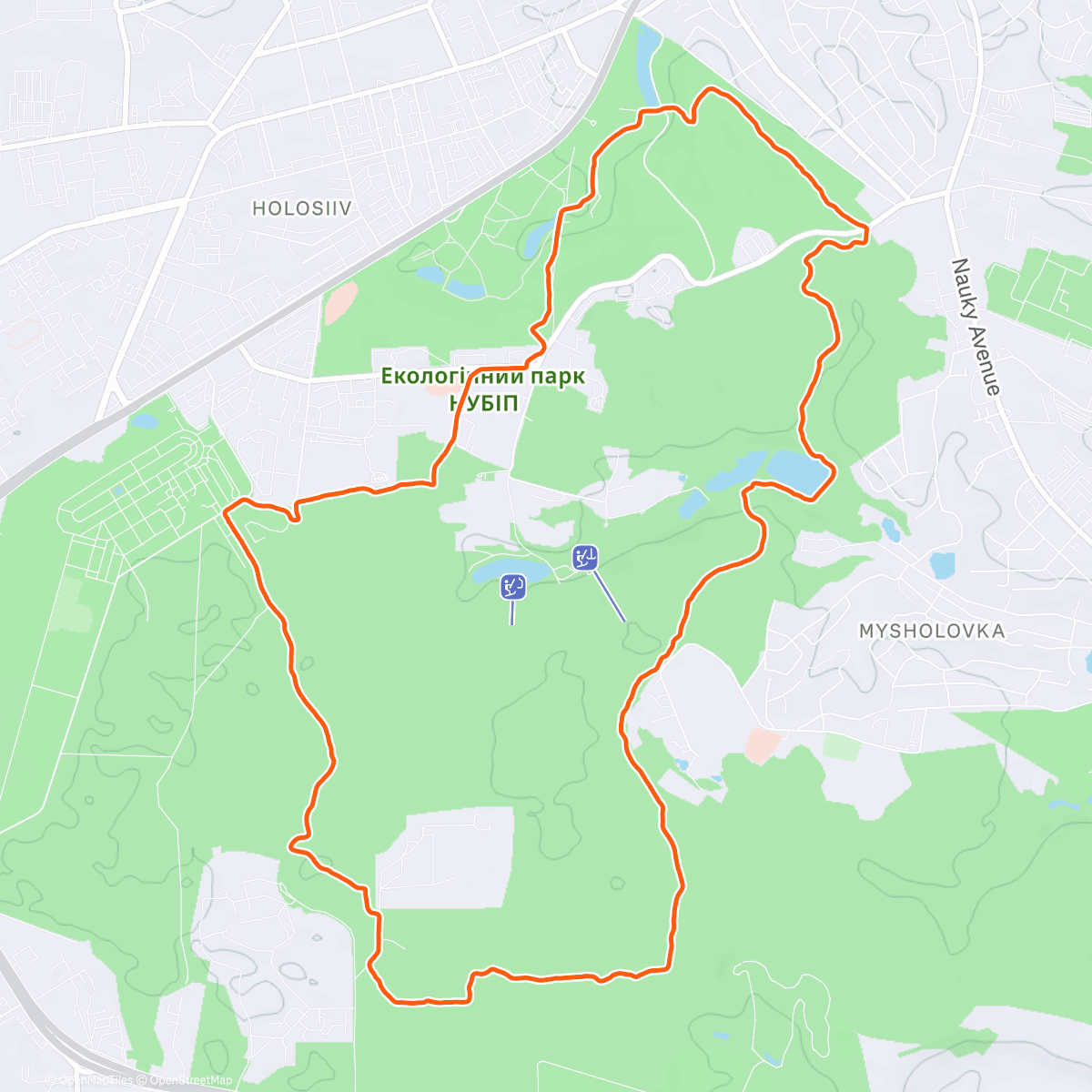 Map of the activity, NRC Trail 13k Holosiivo