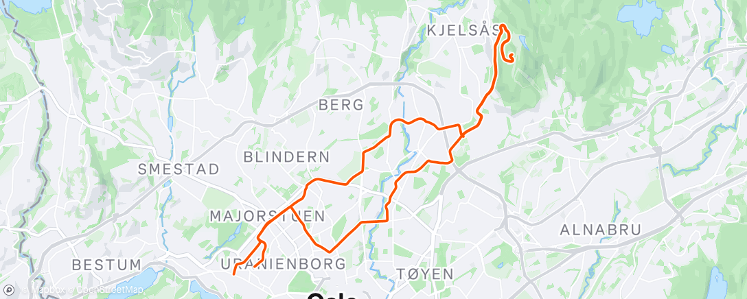 Map of the activity, 5x15 easy Skeidbakken - Grefsenkollen ☀️😎 on slicks in -2C/+2C