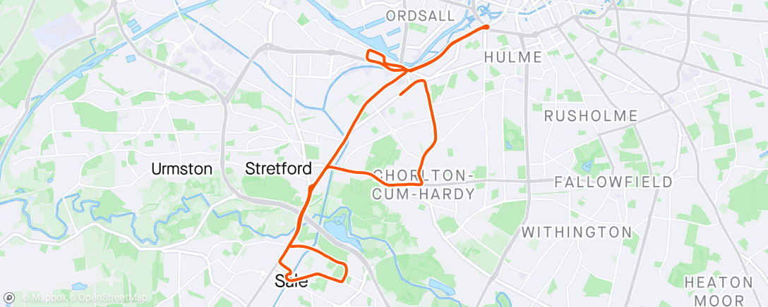 「Manchester Half Marathon pb」活動的地圖