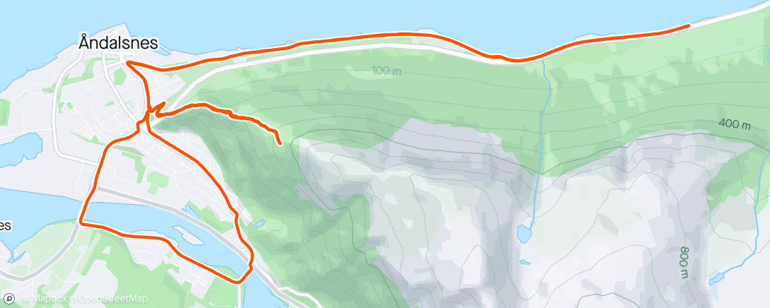 Map of the activity, 4*8min uphill + 4*8min flat