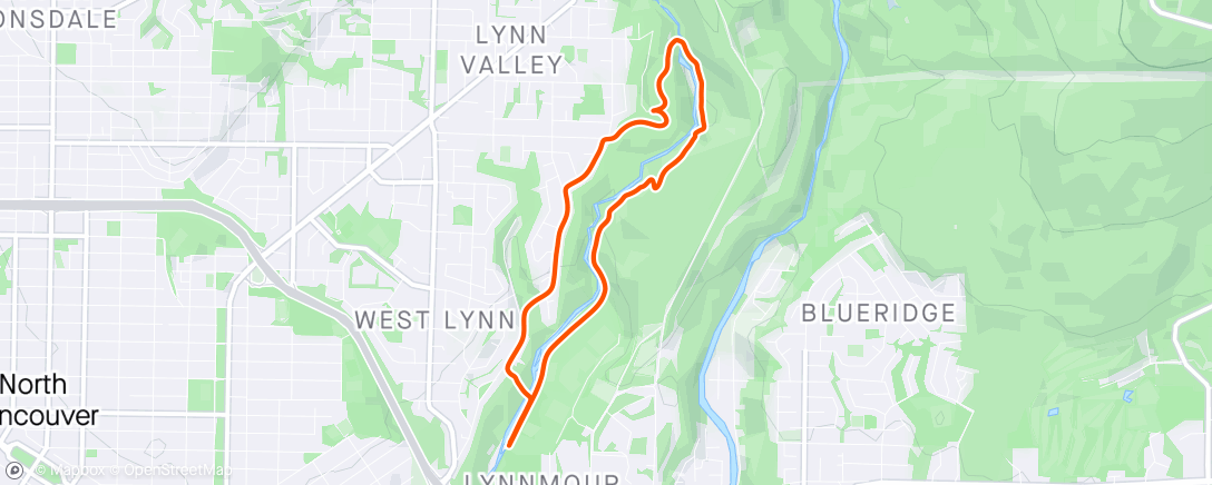 Map of the activity, Morning Run/Hike with Rosie 🐕