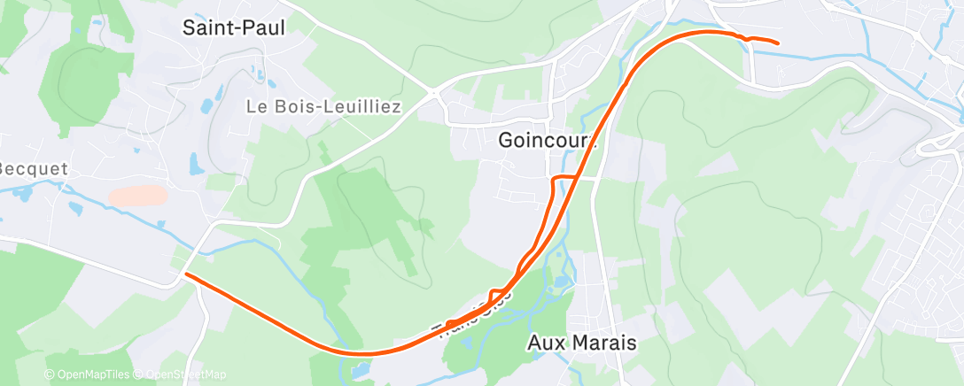 Map of the activity, Course à pied le matin