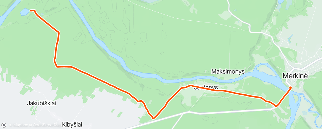 Map of the activity, Kuleinis - Merkinė Hike