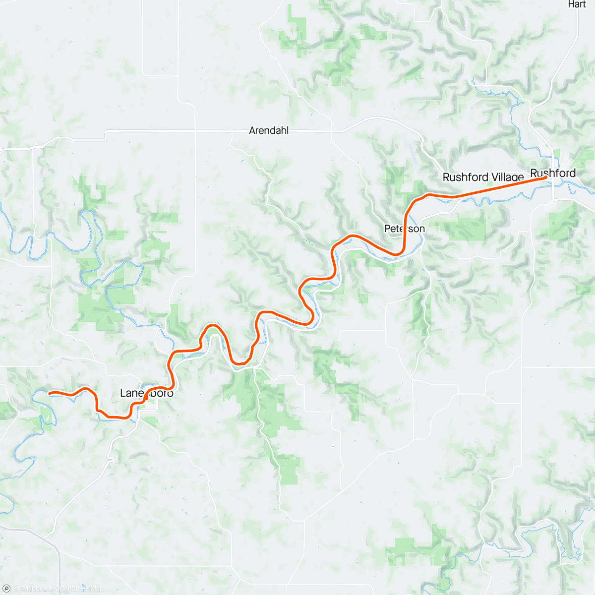Map of the activity, Root River Ride
