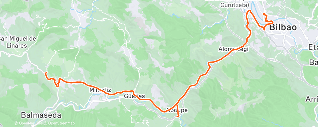 Map of the activity, Bicicleta por la mañana