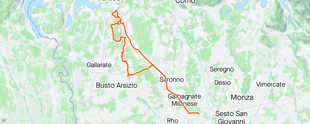 Map of the activity, Giro Pedale