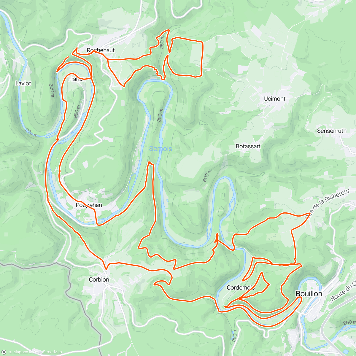 Map of the activity, Bouillon - EndurXC