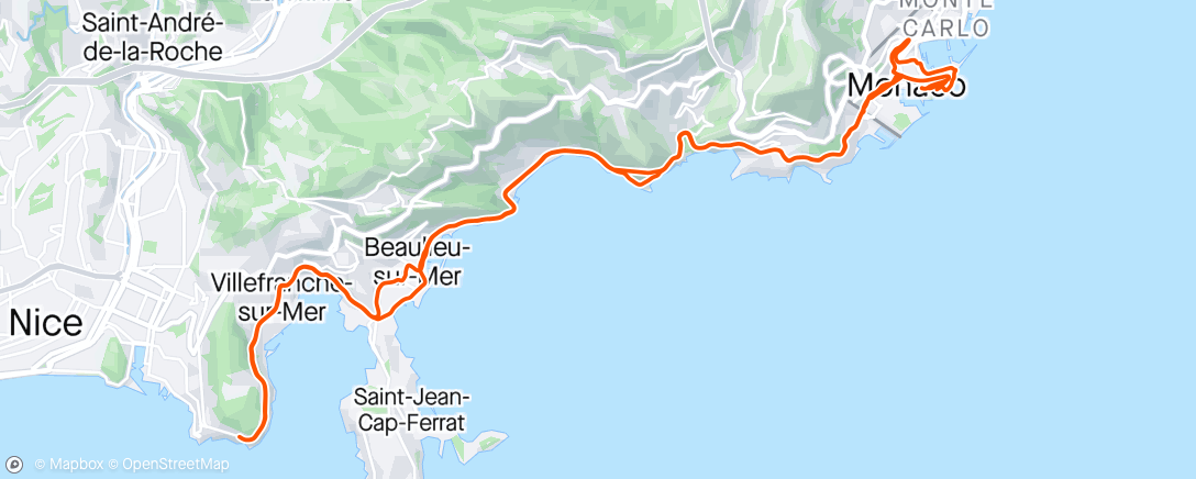 Map of the activity, Monaco coffee ride