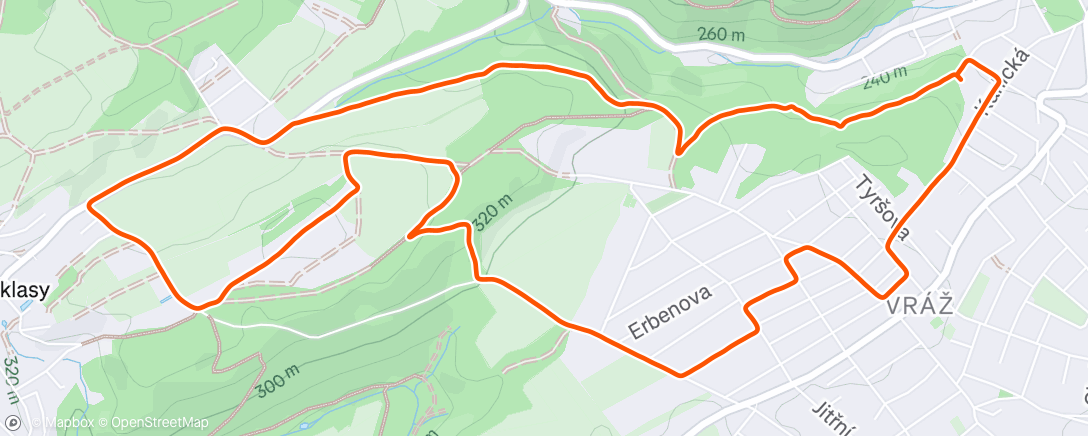 Map of the activity, Afternoon Run