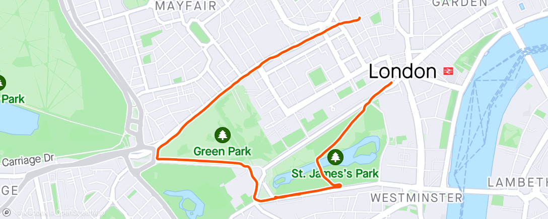 Mapa de la actividad, 20min Buckingham Palace Run