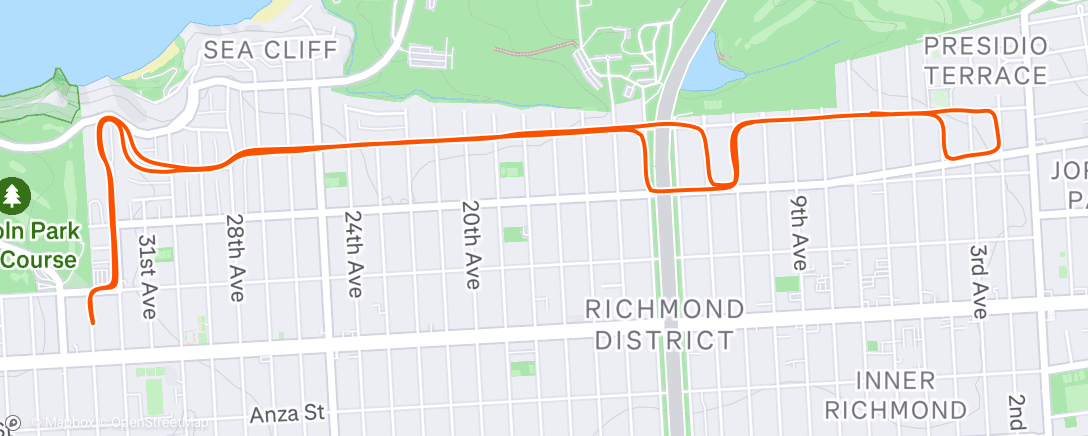 Map of the activity, Evening Run