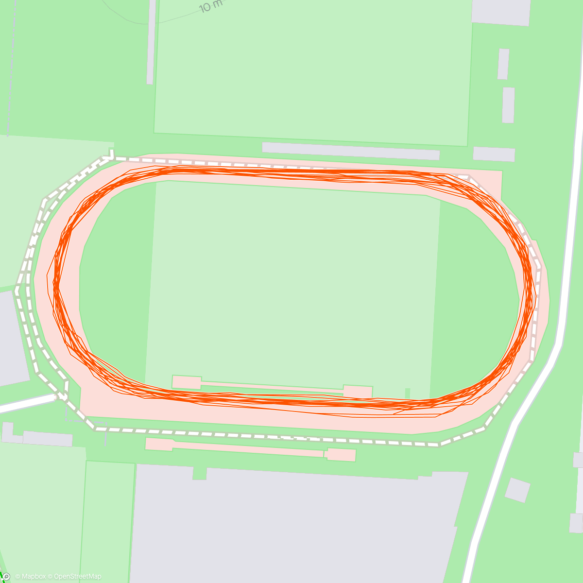 Map of the activity, Track night - reverse pyramid intervals
