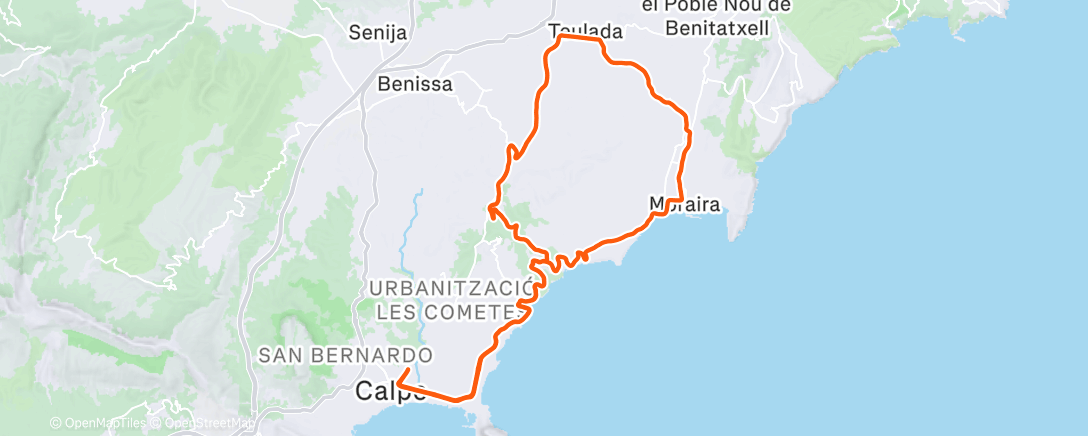 Map of the activity, Calpe camp day 1