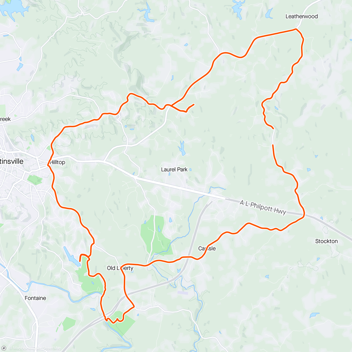 Mapa da atividade, Midweek Meander Ride