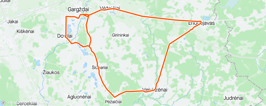 Map of the activity, Tour of Lithuania stage 2