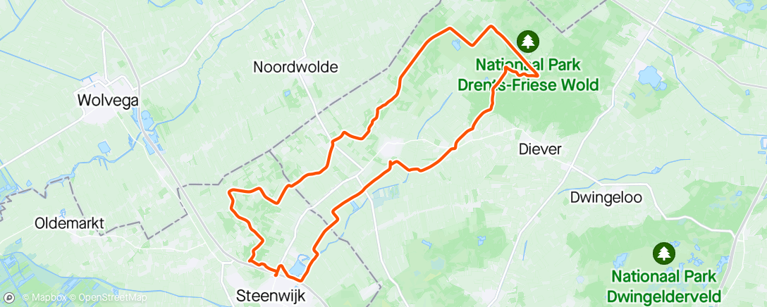 Karte der Aktivität „Prachtige rit bij Steenwijk met Sip en Herman, ondanks de regen in de eerste helft.”