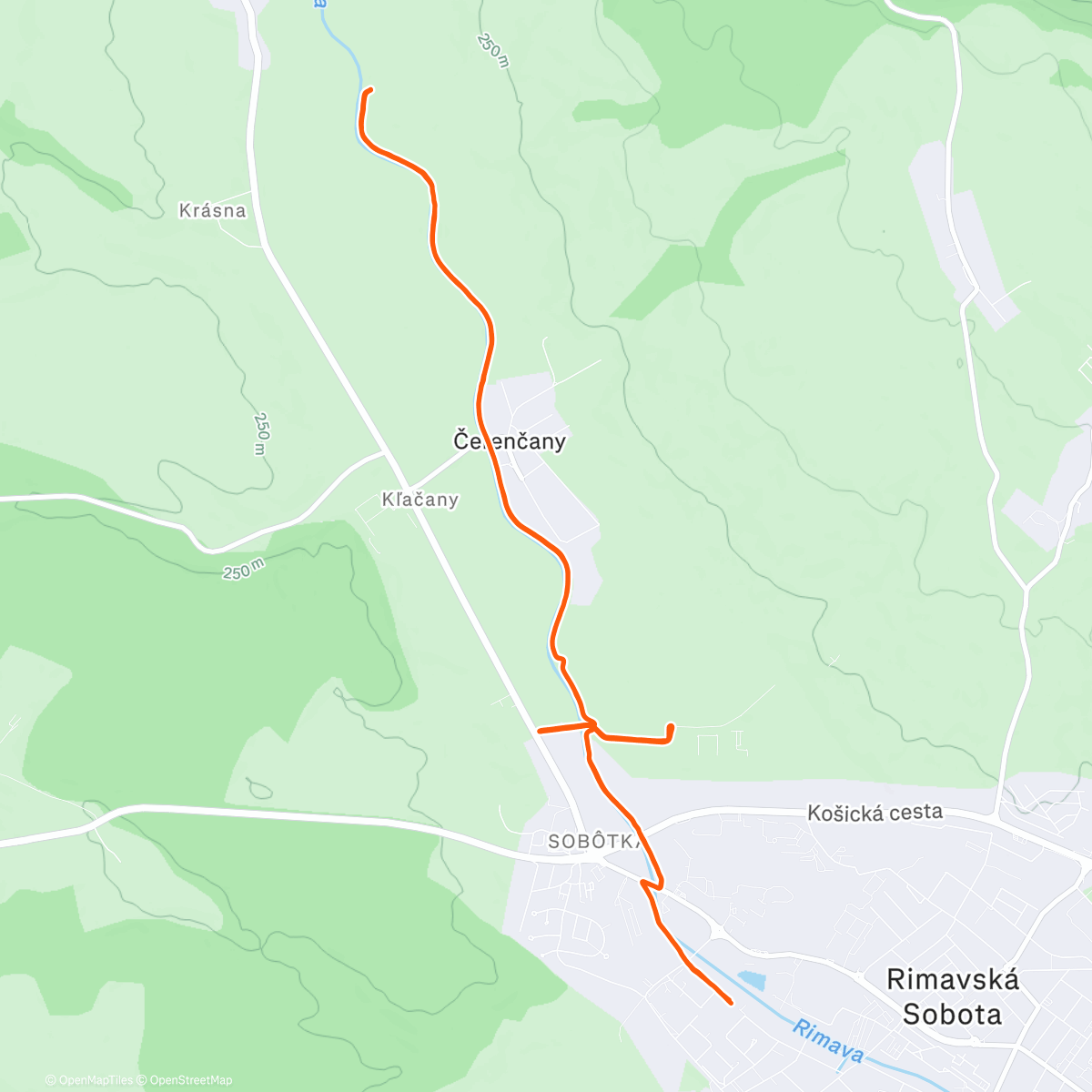 Map of the activity, Afternoon Run