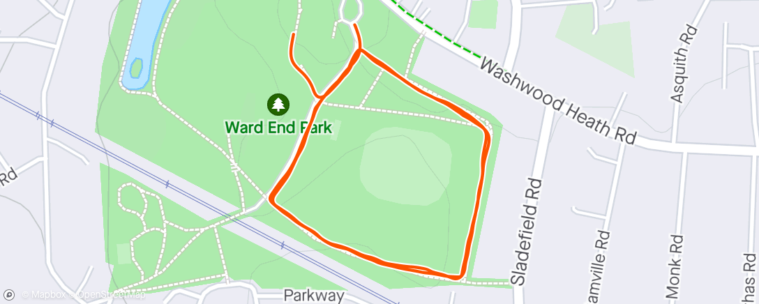 Karte der Aktivität „Ward End Junior Park Run 27 
PB Run & 4th place for Chester”