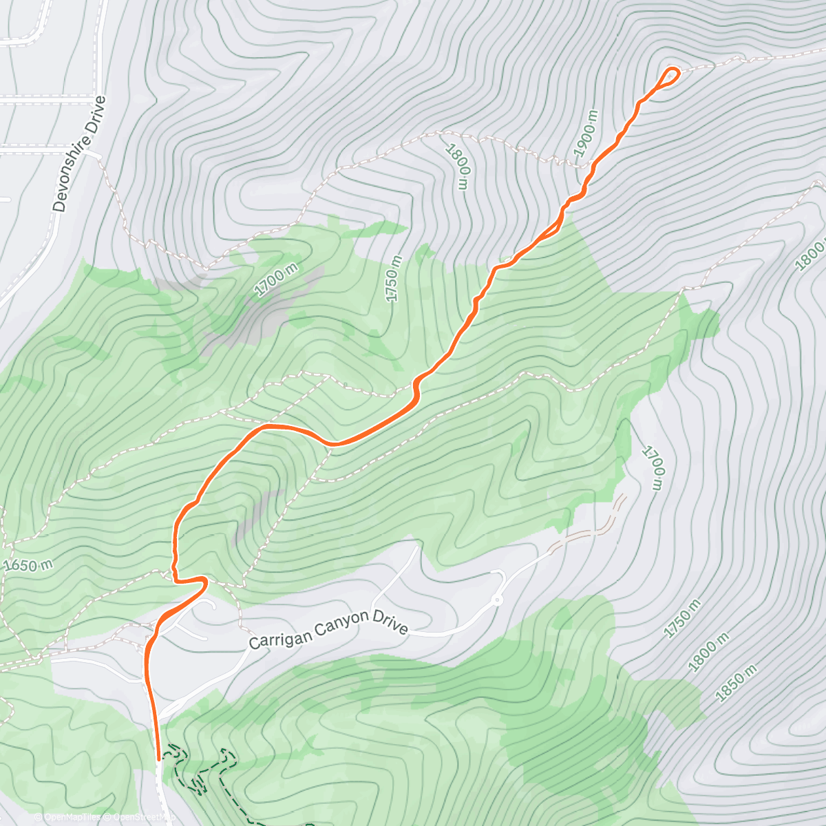 Map of the activity, Afternoon Trail Run