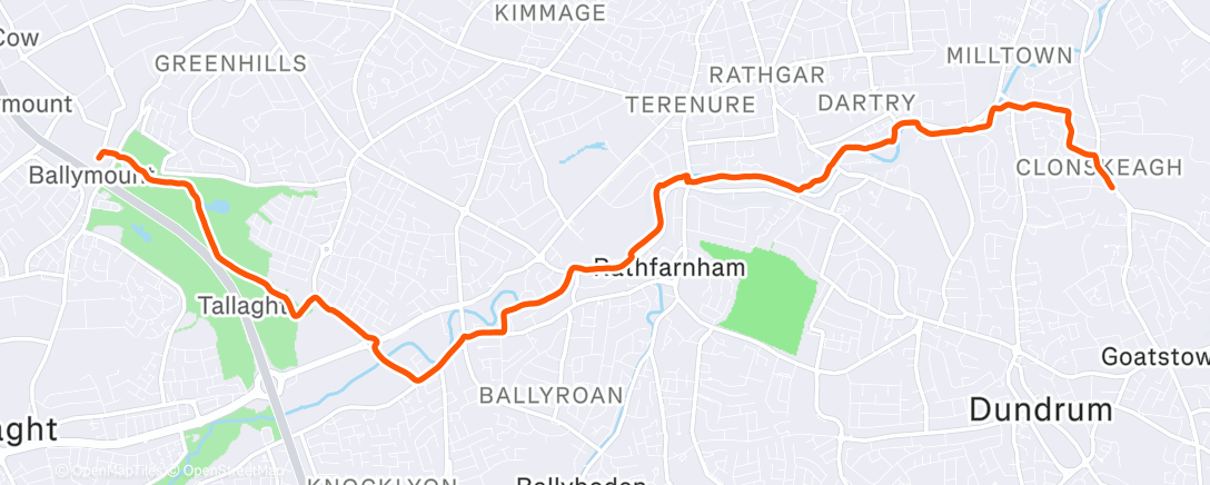 Map of the activity, Saturday Afternoon Run