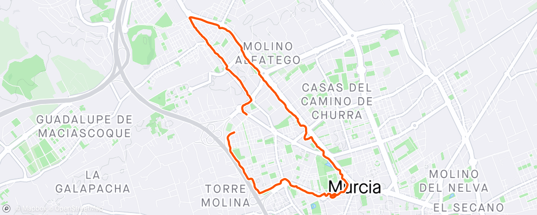 Map of the activity, Caminata nocturna