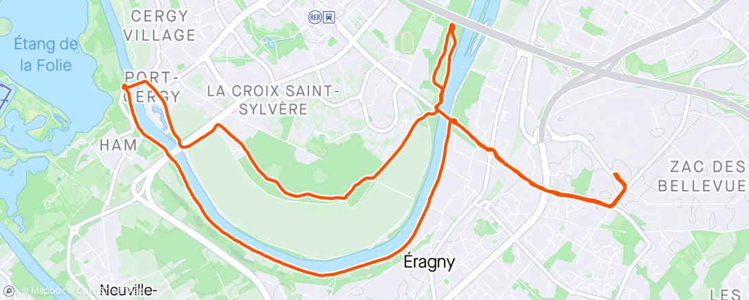 Map of the activity, Footing avec Thierry et Damien