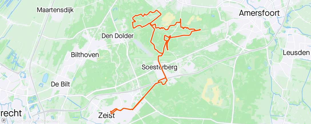 Map of the activity, Ochtendrit op mountainbike naar Soest