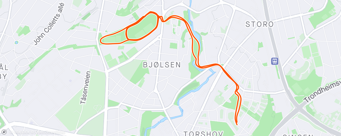 「Afternoon Run, 2km OV, 6x1000, 2km nedjogging」活動的地圖