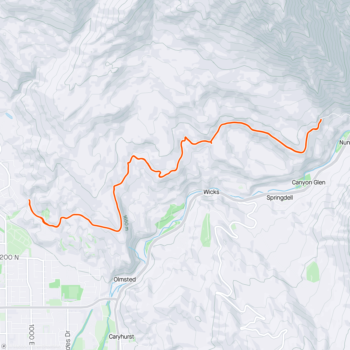 Mappa dell'attività Hike - Provo BST