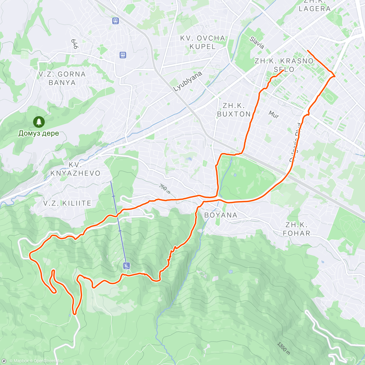 Map of the activity, Afternoon Mountain Bike Ride