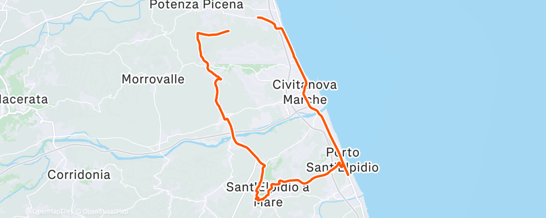Map of the activity, Pedalata pomeridiana