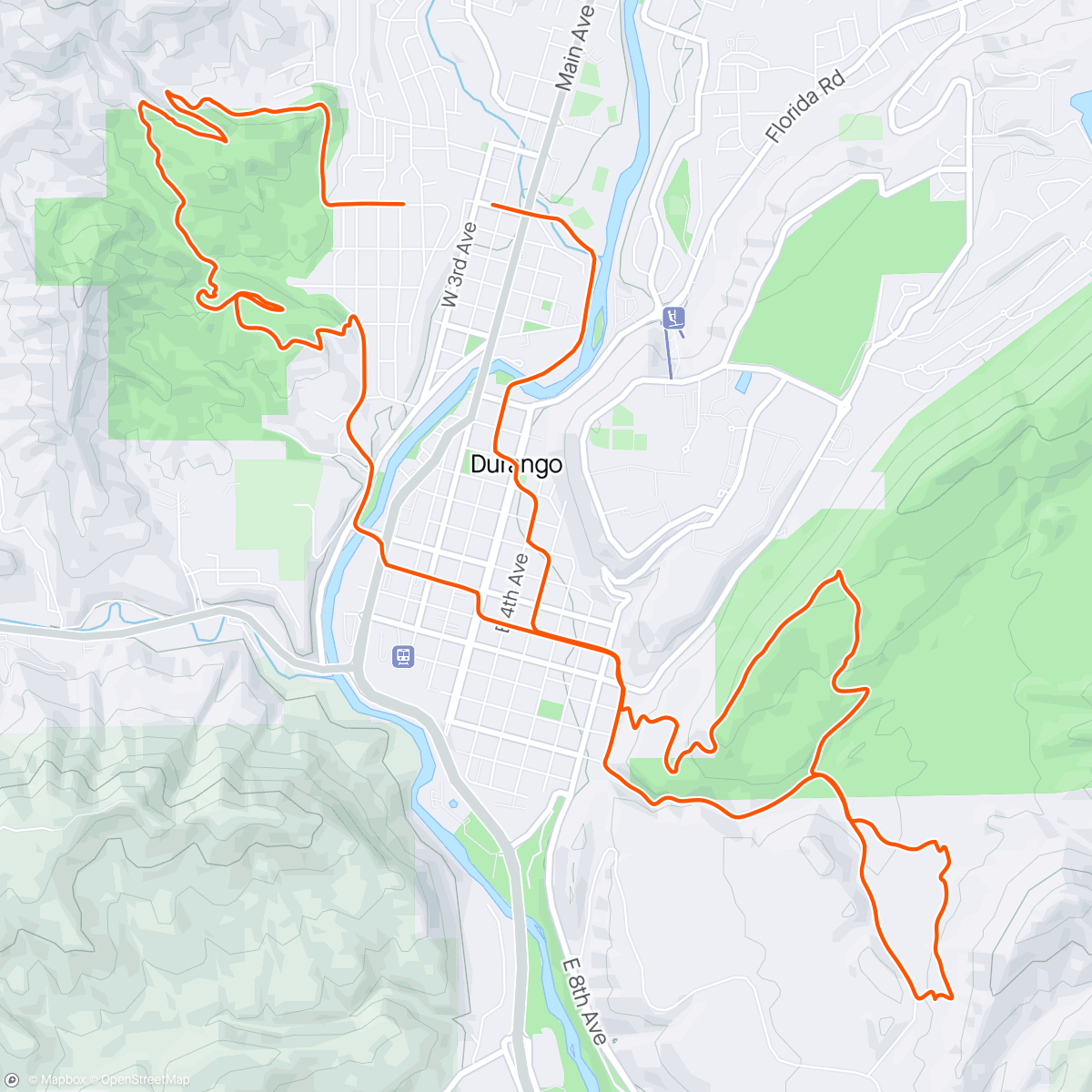 Map of the activity, Durango Tour Chasing the Locals - thanks fellas!