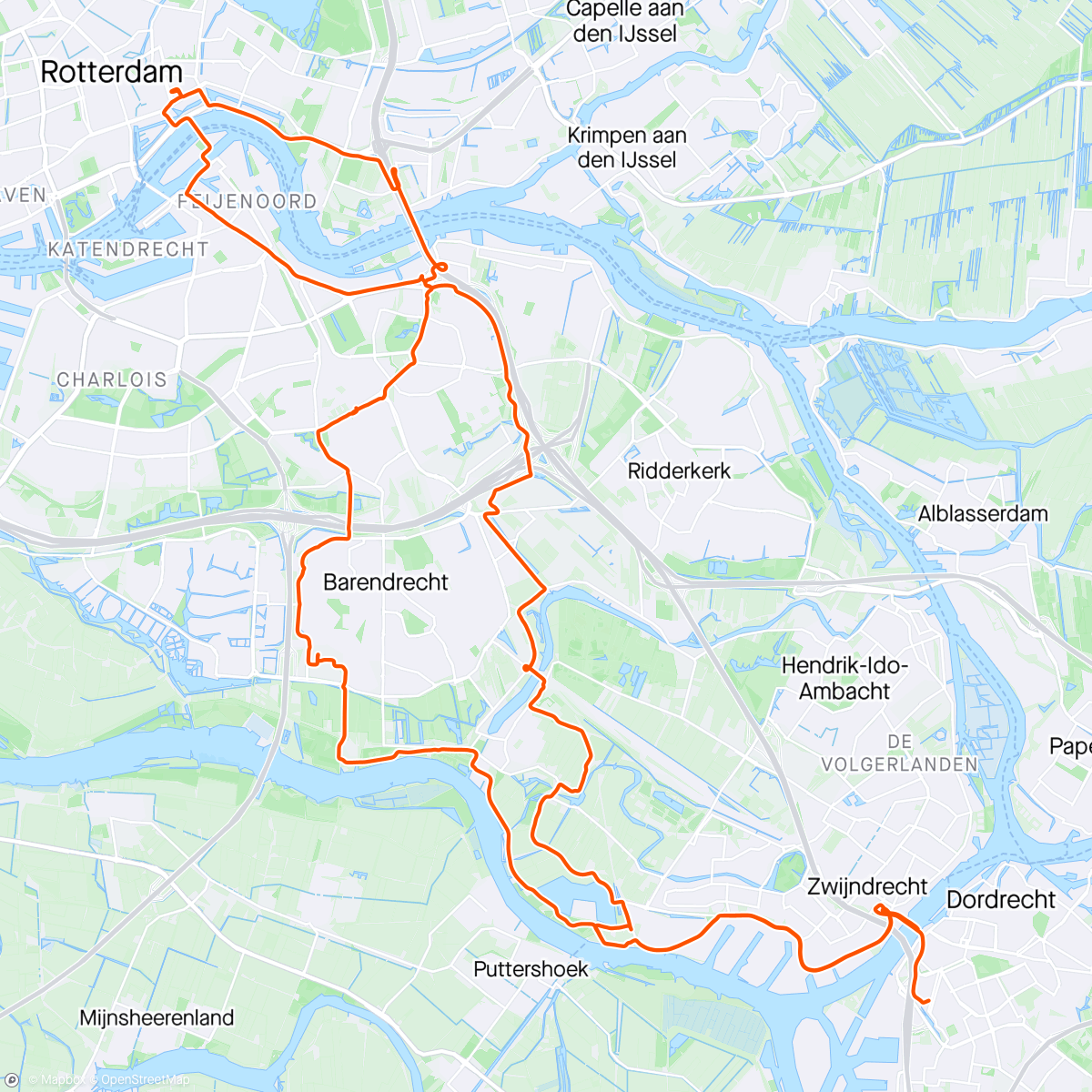 Map of the activity, Rotterdam Marathon