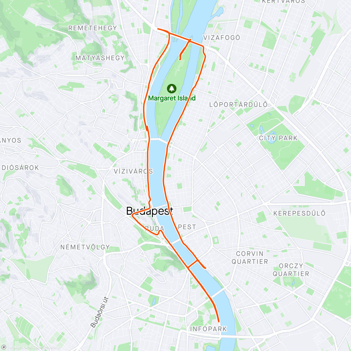 Map of the activity, Vivicitta felmaraton Run