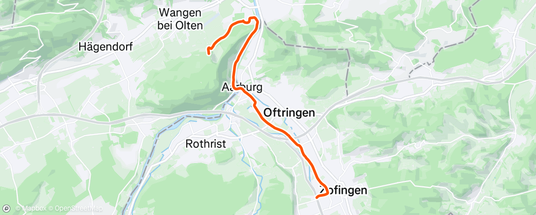 Map of the activity, Mountainbike-Fahrt am Abend