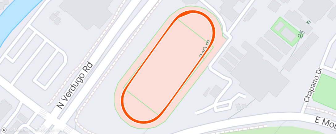 Map of the activity, 3 x 1600m / 400m