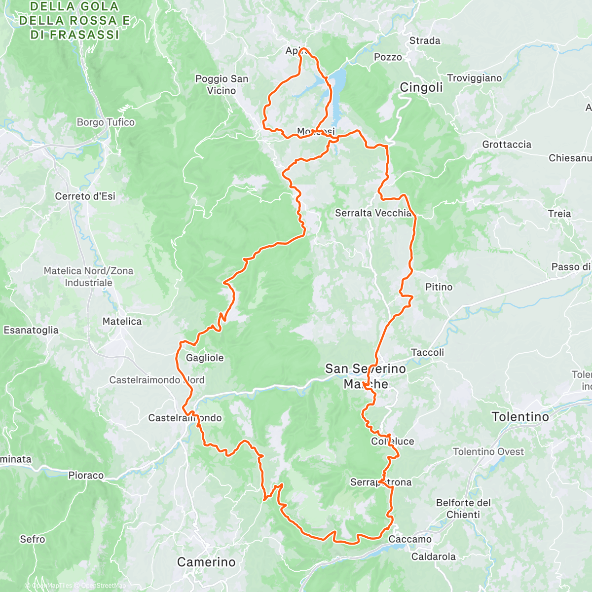 Map of the activity, San Severino e Pantani di Matelica