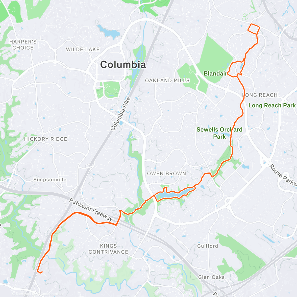 Map of the activity, Afternoon Ride