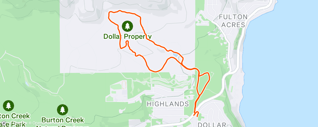 Map of the activity, Afternoon Trail Run